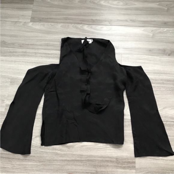 LINE DOT WOMENS BLOUSE WITCHY SATIN BLACK GOTH PULLOVER XS - Picture 2 of 9